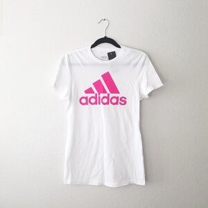Women’s Adidas White T-Shirt with Pink Logo